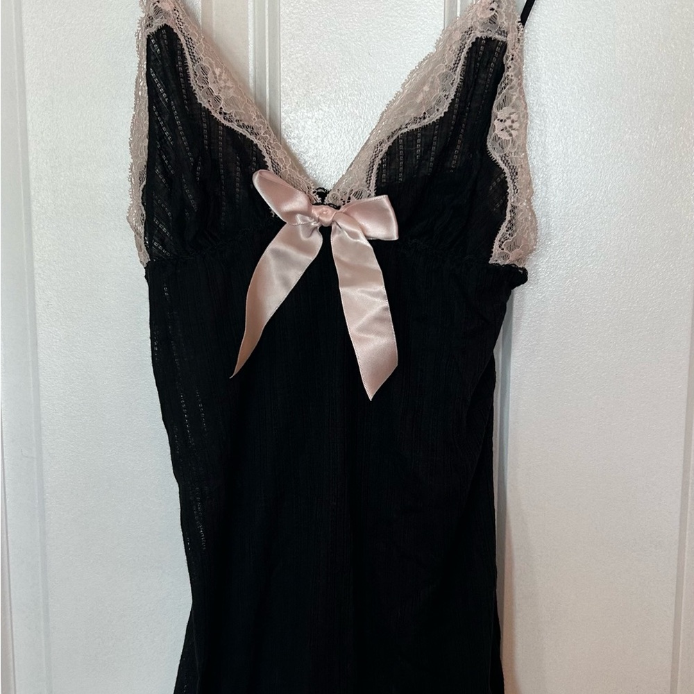 Victoria's Secret Black Chemise with Pink Lace Size M
